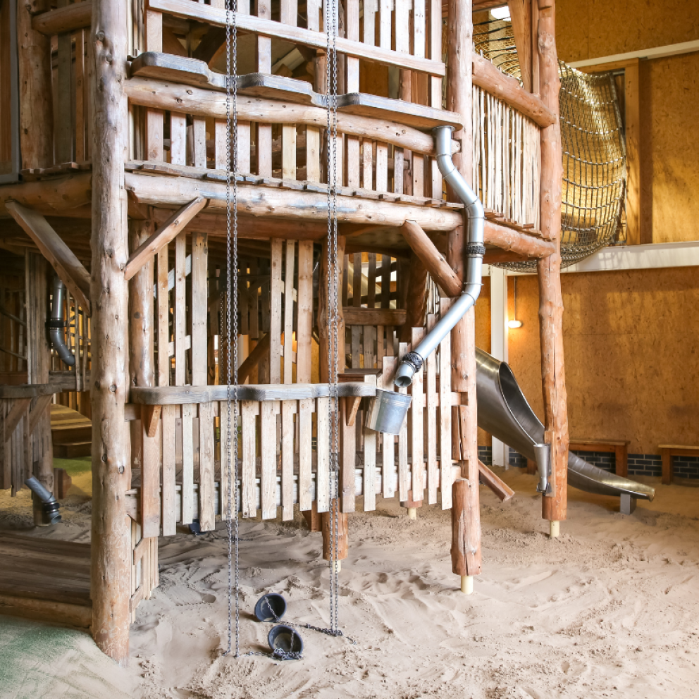 sand play and slide indoor play
