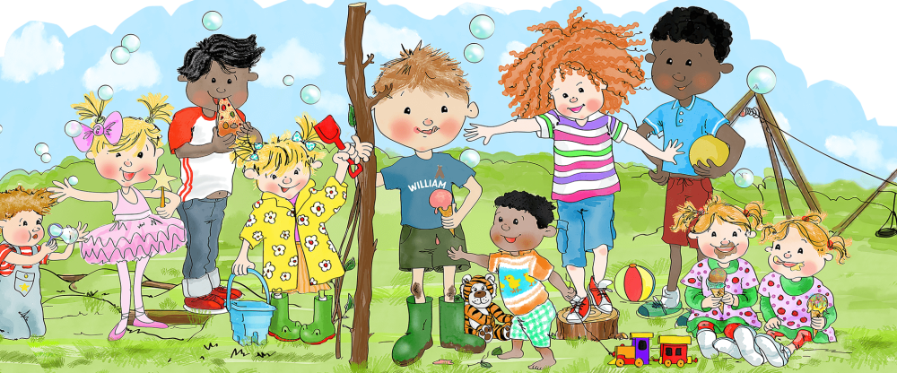 Cartoon of William and friends