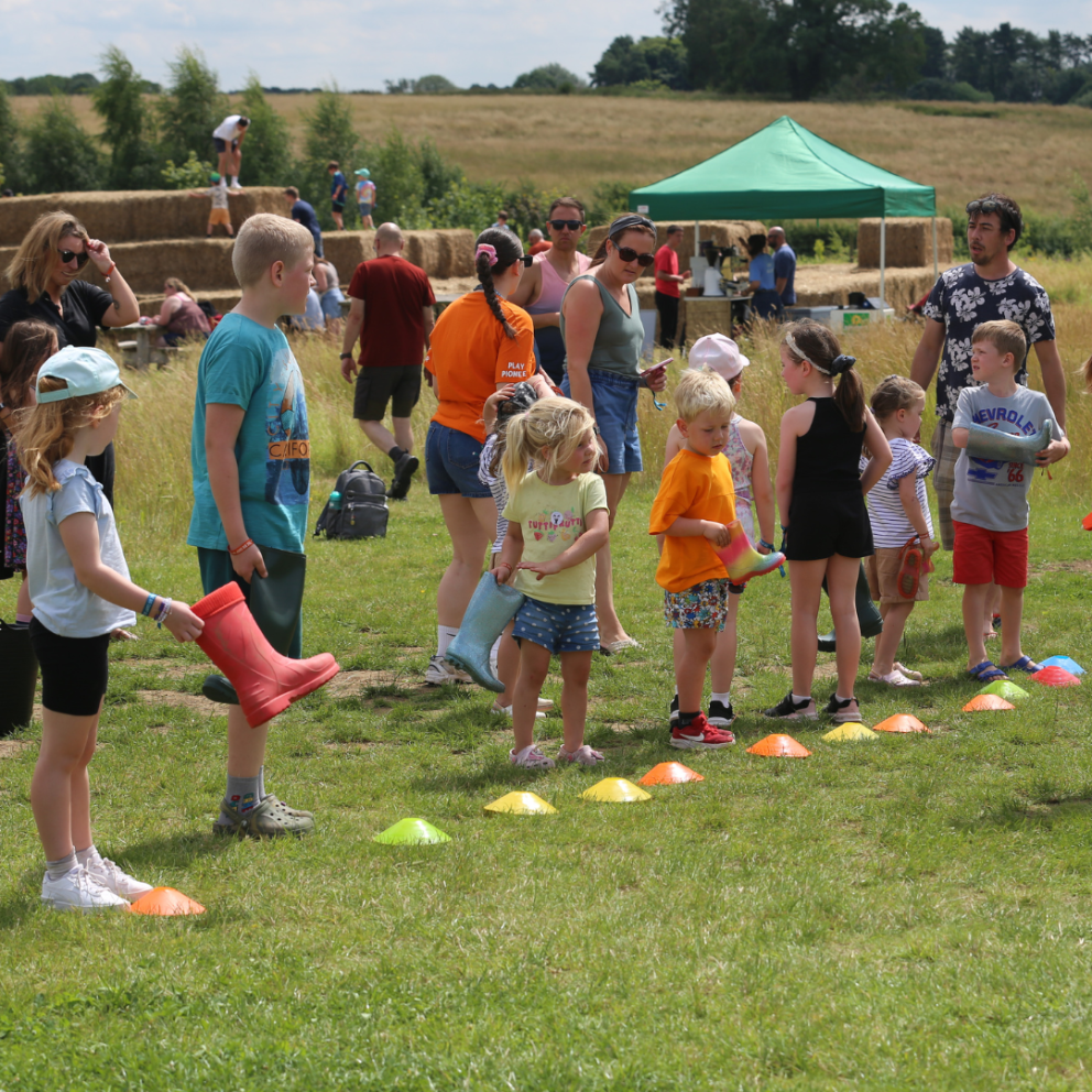 kids doing welly wanging