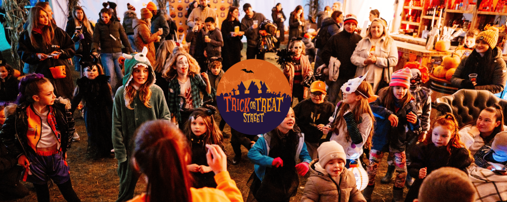 Yorkshire family Halloween event featuring a mystery adventure down Trick or Treat Street, spooky characters, interactive Halloween experiences, and family activities.