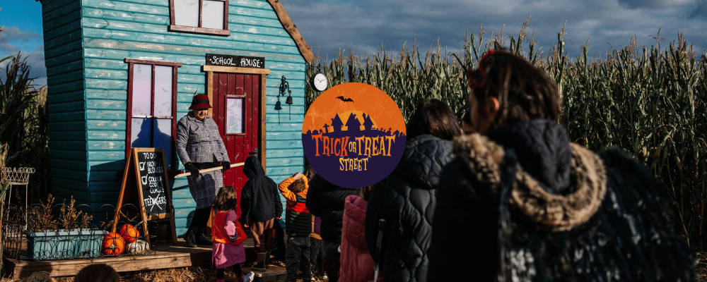 Yorkshire family Halloween event featuring a mystery adventure down Trick or Treat Street, spooky characters, interactive Halloween experiences, and family activities.