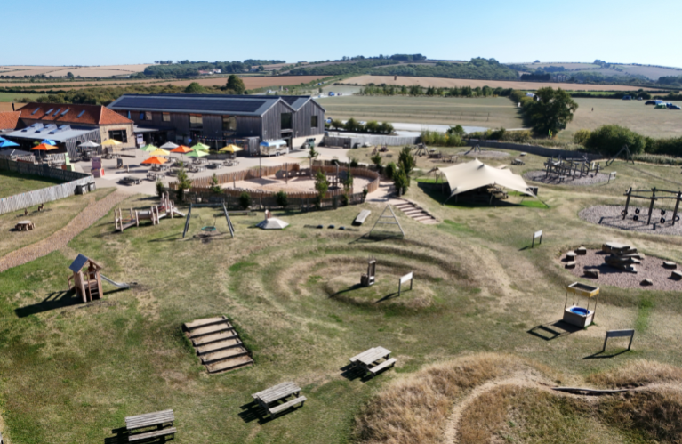 drone shot of william's den outdoors